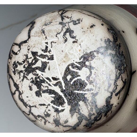 Native American Navajo Horsehair Vase Blue Red Cream Pottery 5” Tall Signed - Picture 4 of 8